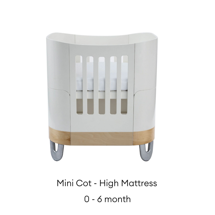 Serena Cot Bed + Mini Cot - White | Natural