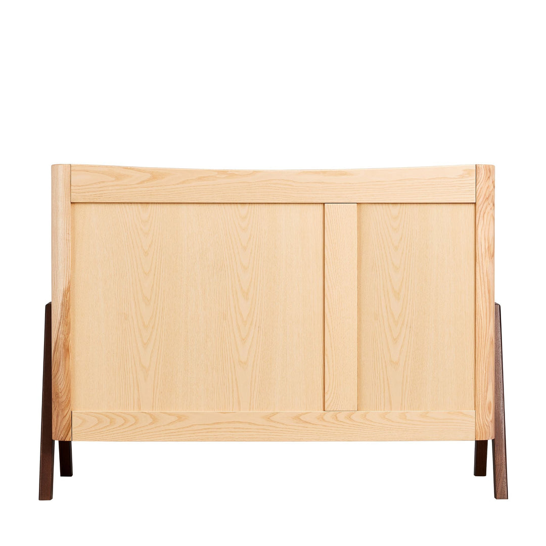 Gaia Baby Hera Dresser in Ash and Walnut. A Solid wood dresser with three drawers and a side cabinet.