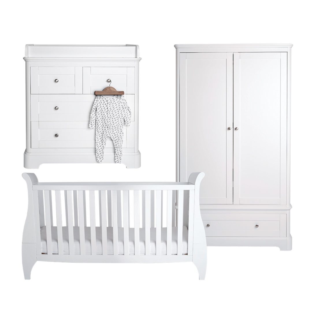 Gaia Baby Leto Room set consists of Leto Cot Bed, Leto Dresser, Leto Wardrobe