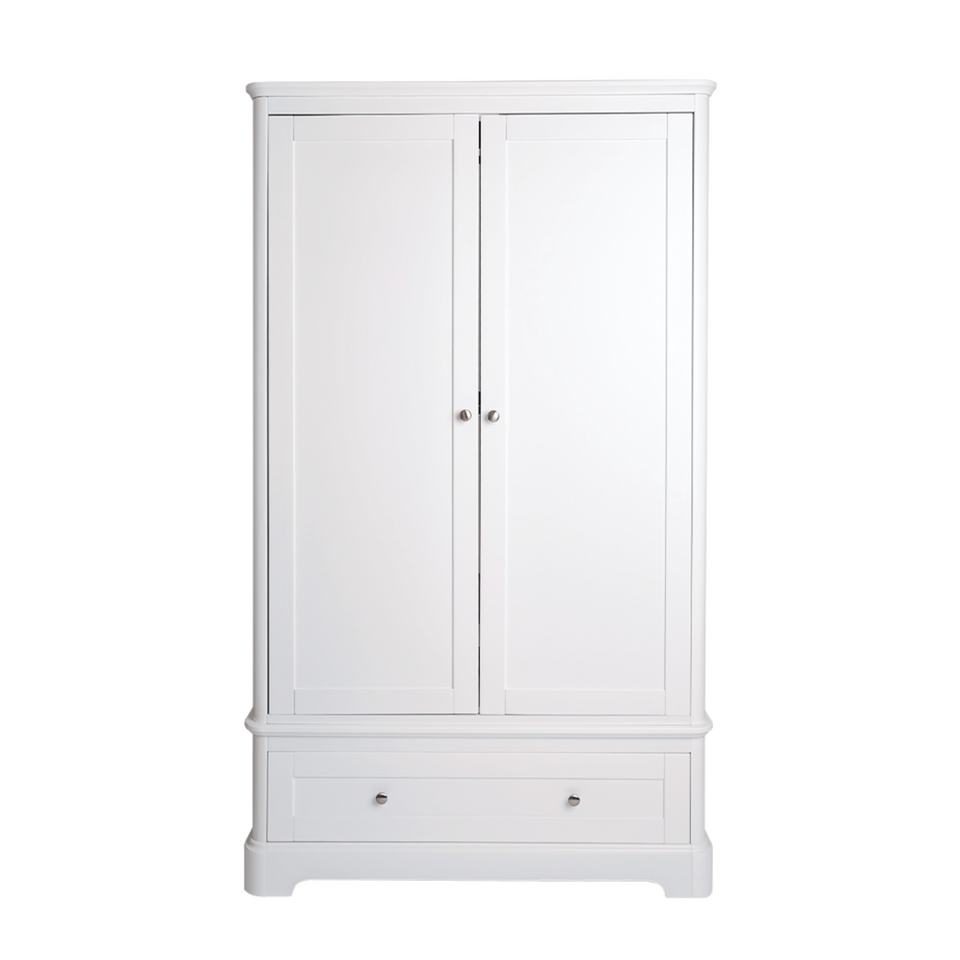 Gaia Baby Leto Wardrobe front and doors closed. Beautiful white classic wardrobe to suit any bedroom