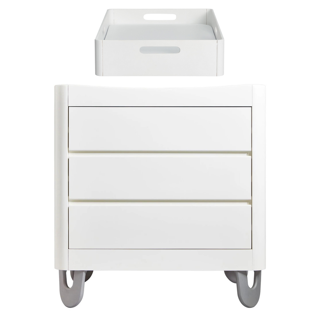 Gaia Baby Serena Dresser white. White modern dresser. Minimalist white solid wood dresser