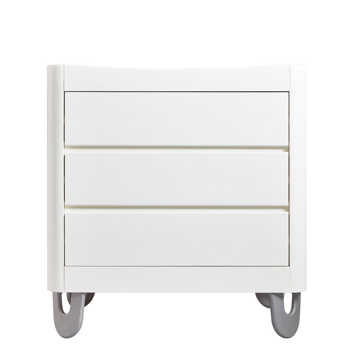 Gaia Baby Serena Sustainable Real Wood Nursery Furniture made from toxin free baby safe materials including a cot bed and dresser or changing station in all white